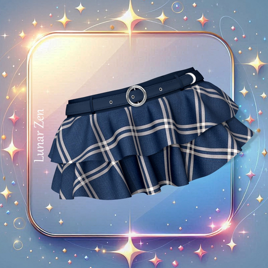 Punk Blue Plaid Belted Skirt